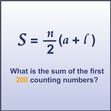 What is the sum of the first 200 counting numbers?