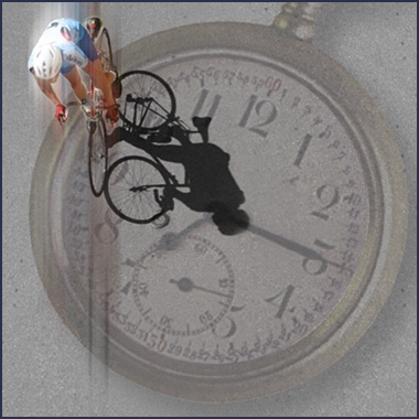 Cyclist and clock