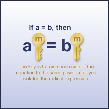 The key is to raise each side of the equation