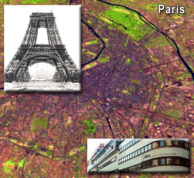 Eiffel Tower and historic map of Paris