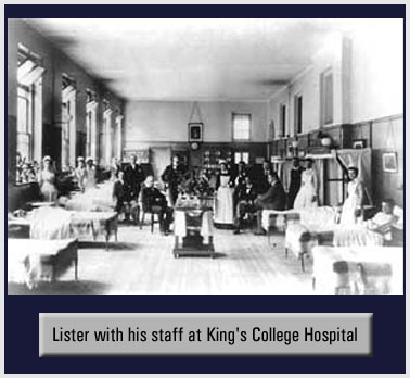 Old photo showing Lister and staff at King's College Hospital.