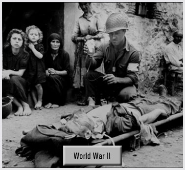 Photo of WW II medic and patient.