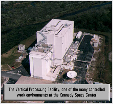 Aerial photo of the Vertical Processing Facility - a controlled work environment.